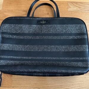 Kate Spade Black and Silver Striped Tote